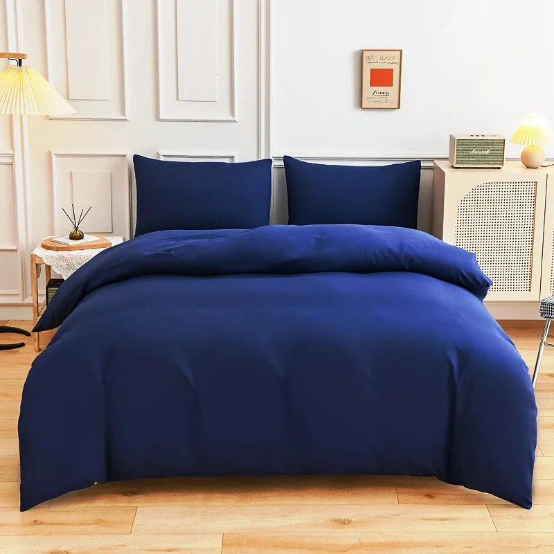Yeknu - Solid Color Bedding Set Orange Grey Single Double Size Bed Linen Duvet Cover Pillowcase No Fillings Kids Adult Home Textile
