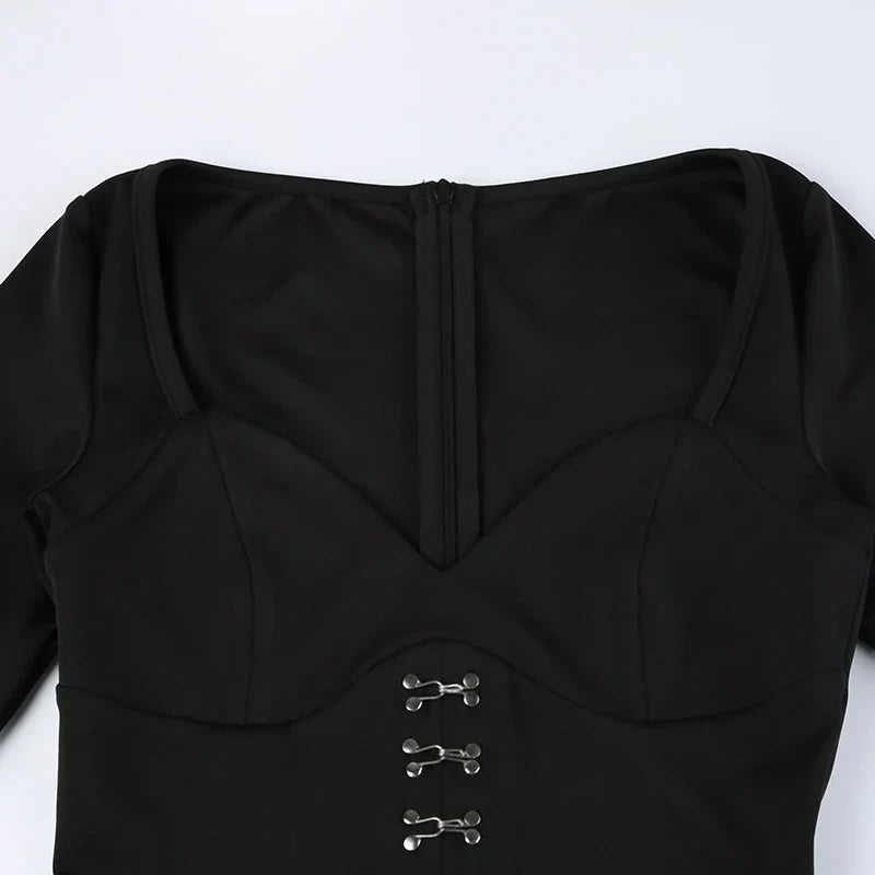 qgtao Gothic Square Neck Corset Maxi Dress