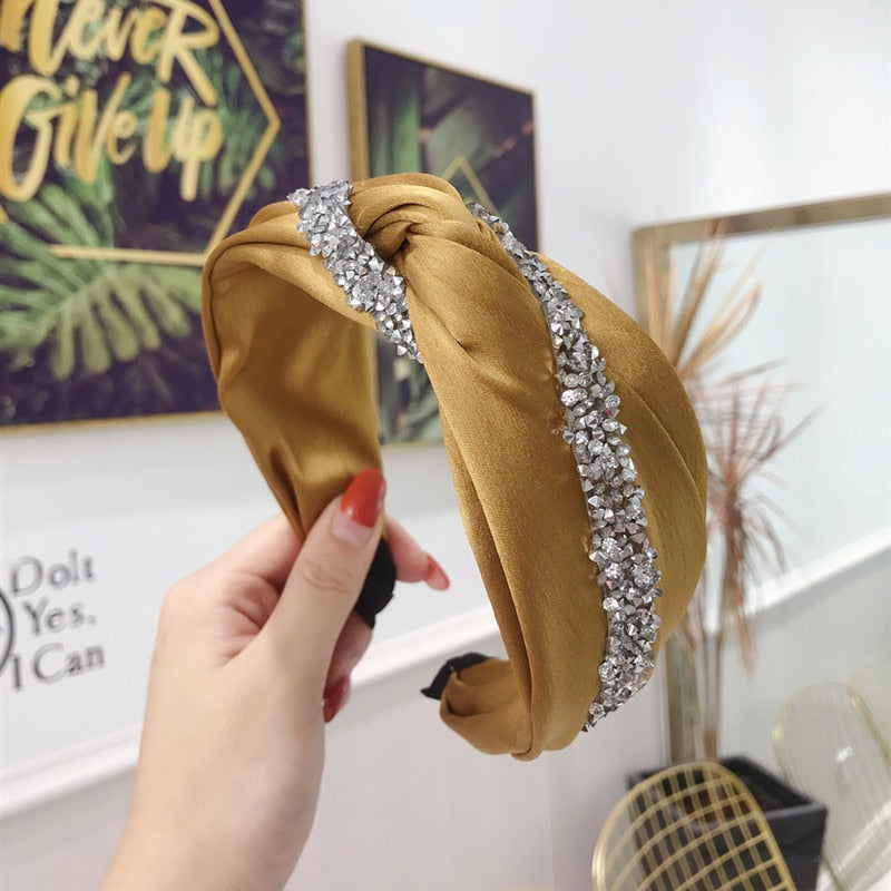 Solid Fabric Satin Hair Scarf Band Hairband for Women Girl Korea Headbands Fashion Accessorie