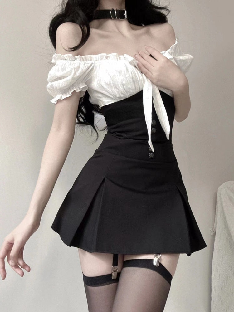 Black Bodycon 2 Piece Dress Set
