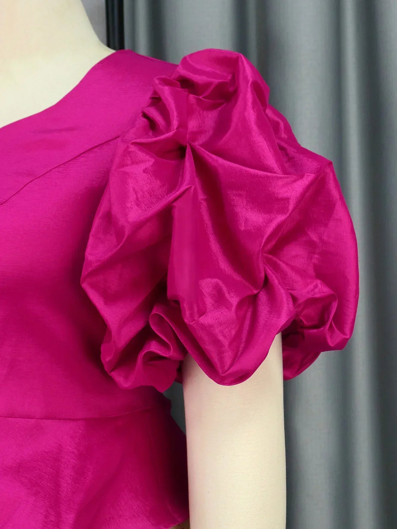 qgtao Women Elegant Blouse Irregular Sexy V Neck Ruffles Puff Sleeve Top Peplum Party Event Evening Prom Lady Shirts Outfit Plus Size