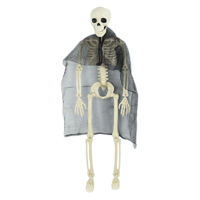 40cm Halloween Movable Skeleton Fake Human Skull Bones Halloween Party Home Bar Decorations Haunted House Horror Props Ornament