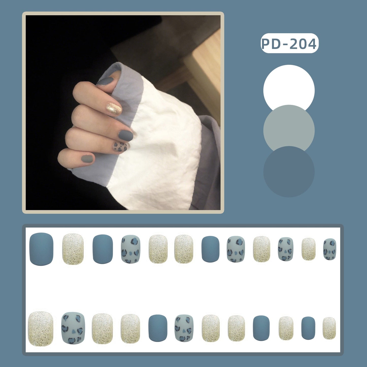 24pcs/box Christmas Fake Nails Style Art Nail Tips Press on False with Glue Designs Set Full Cover Artificial Short Fingernails