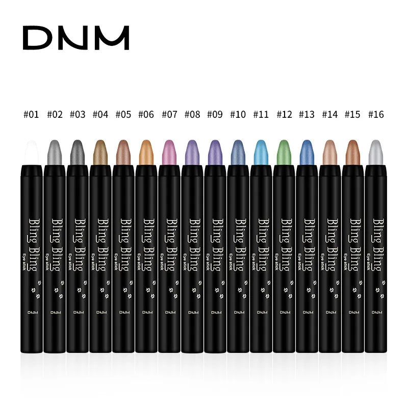 qgtao - Waterproof Pearlescent Eyeshadow Pencil Stick 16 Colors Lasting Glitter Shimmer Eye Shadow Pen Eyeliner Stick Eyes Makeup Tools
