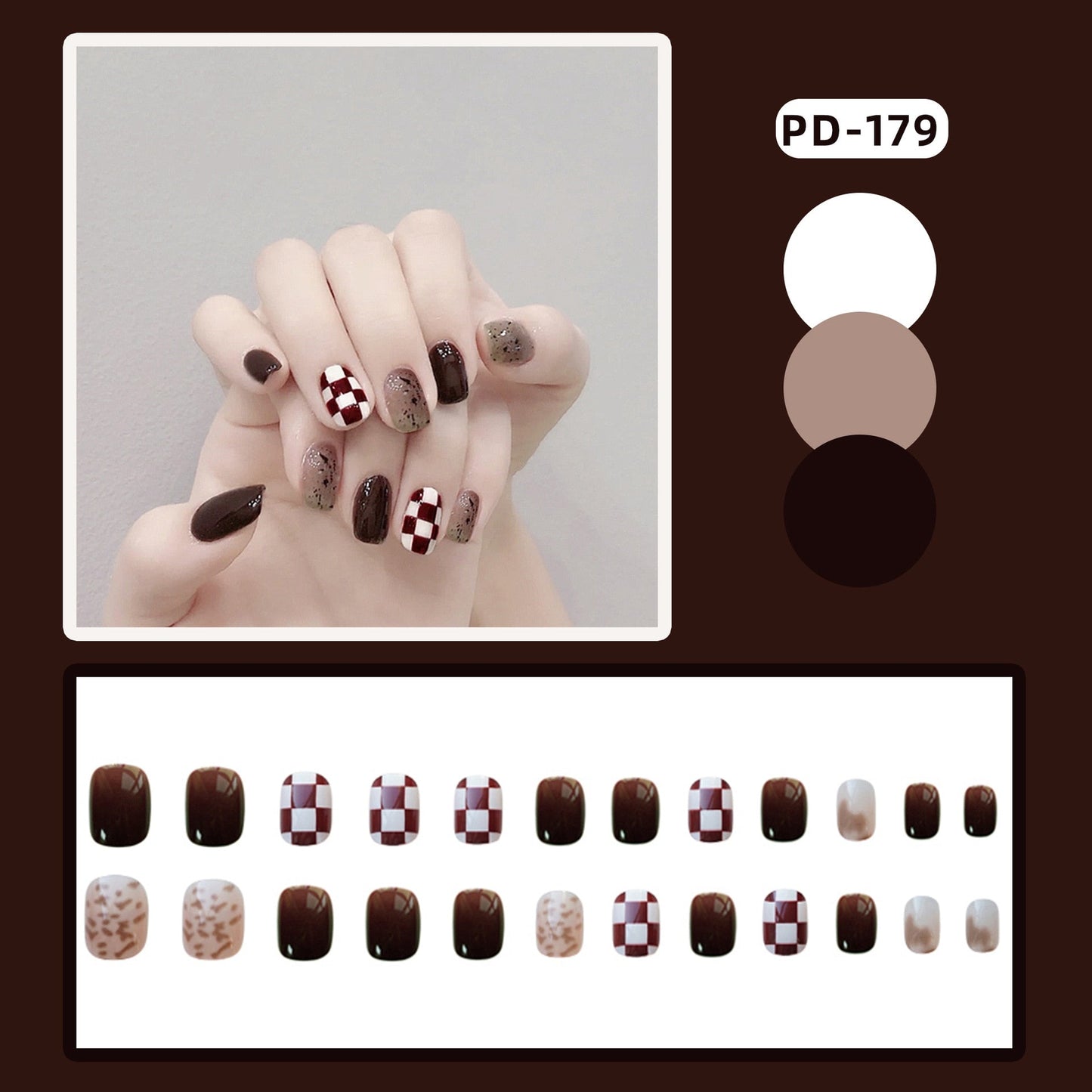 24pcs/box Christmas Fake Nails Style Art Nail Tips Press on False with Glue Designs Set Full Cover Artificial Short Fingernails