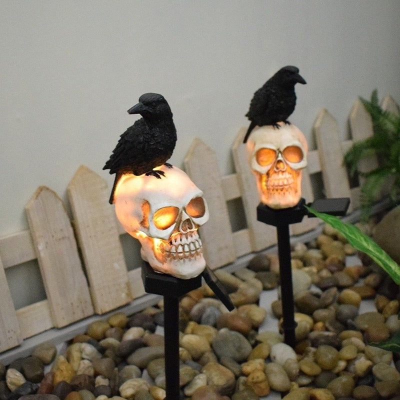 Halloween Skull Ghost Crow Outdoor Lighting Horror Party Courtyard Home Decoration Holiday Lighting Garden Decor Accessories