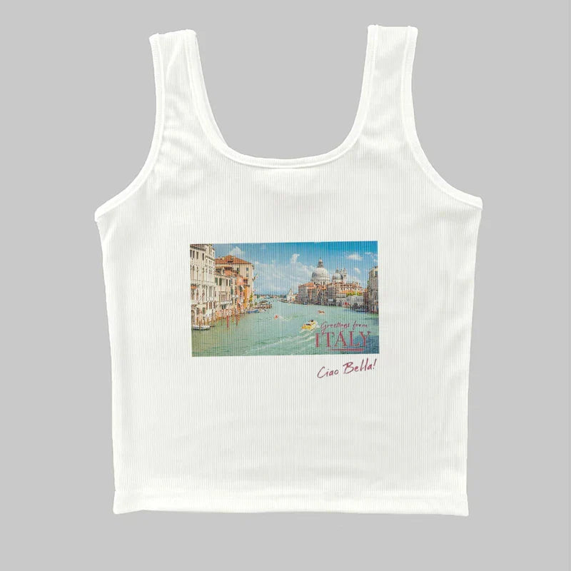 qgtao Gothic Fairycore Sexy Corset Grunge T-shirts Aesthetic Print 00s Y2k Style Crop Tops Sleeveless Women Punk Vintage Girls Summer