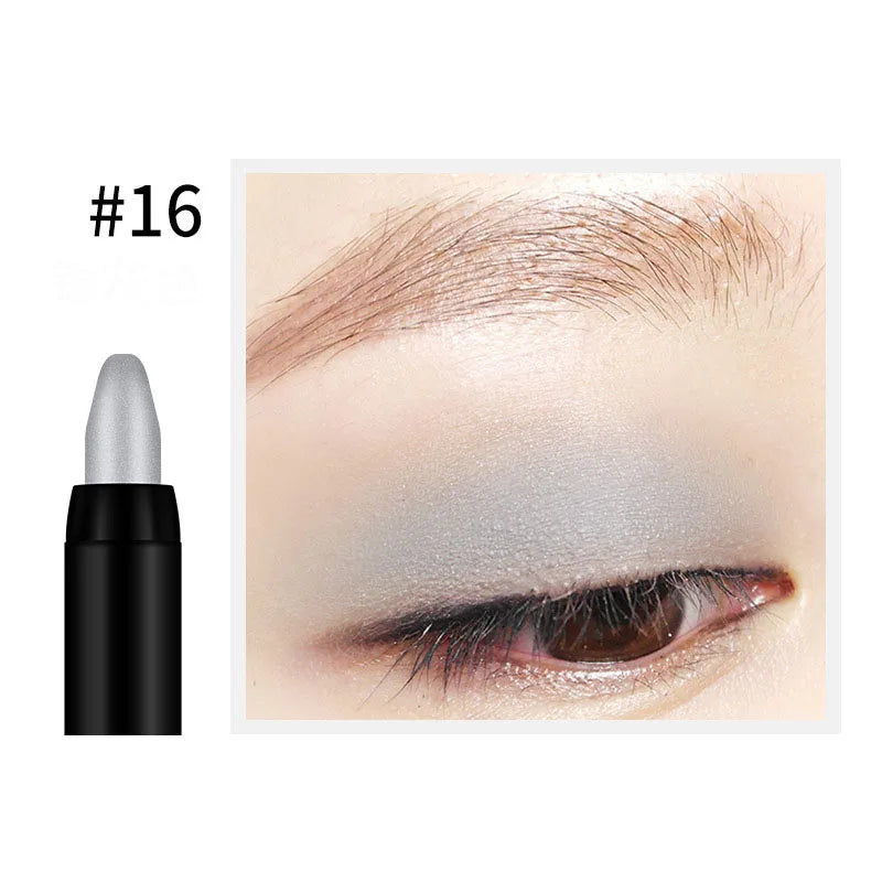 qgtao - Waterproof Pearlescent Eyeshadow Pencil Stick 16 Colors Lasting Glitter Shimmer Eye Shadow Pen Eyeliner Stick Eyes Makeup Tools