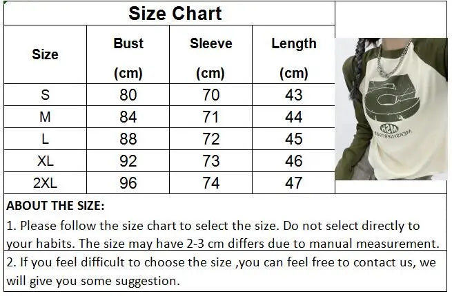 qgtao Y2K Patchwork Tshirts Women Vintage Letter Crop Tops Female O Neck Long Sleeve Top Ladies Fashion Casual Slim Tees Spring Autumn