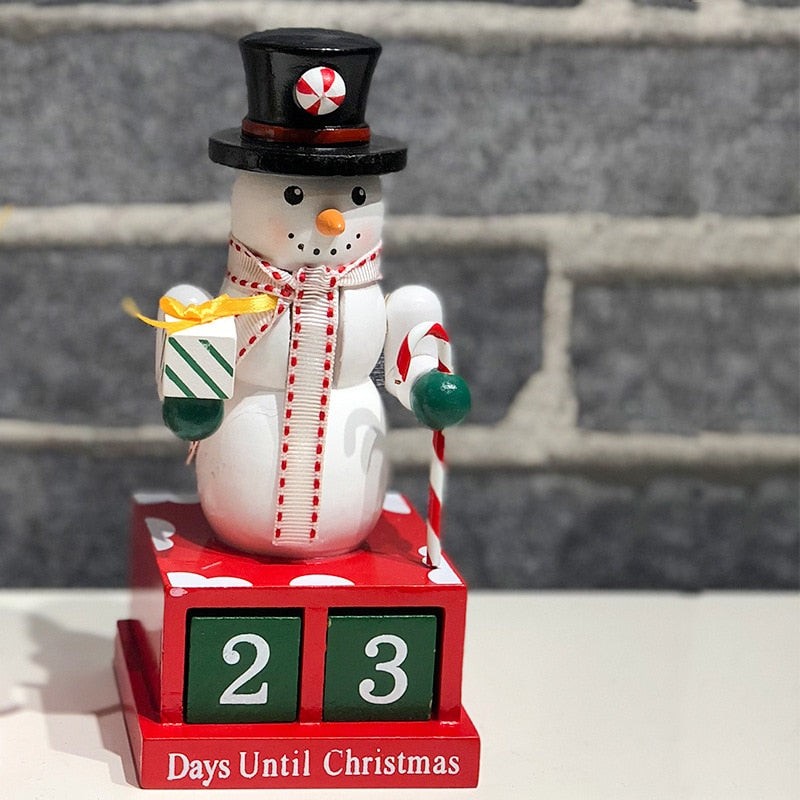 Wooden Snowman Santa Soldier Ornament 24 Days Christmas Countdown Advent Calendar Birthday New Year Desktop Decoration Xmas Gift