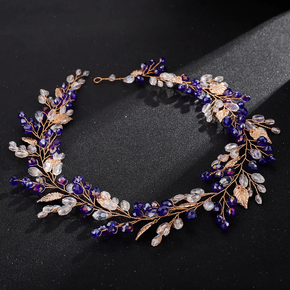 qgtao - Gold Alloy Crystal Bead Flower Headband Hair Accessories Tiaras Bridal Headwear Wedding Hair Jewelry Party Prom Headpiece