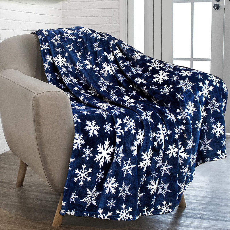 Christmas Flannel Throw Blanket Single-sided Printing Portable Travel Warm Blankets for Bed Soft Cozy Child Audit Sofa Blanket