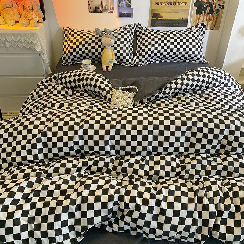 Yeknu Checkerboard Bedding Set No Comforter Hot Sale Single Queen Size Flat Sheet Quilt Duvet Cover Pillowcase Polyester Bed Linens