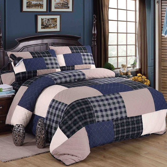 Yeknu Double Bed Dyed Cotton Patchwork 3 Piece Quilted Quilt Light Quilt Pillowcase Free Shipping