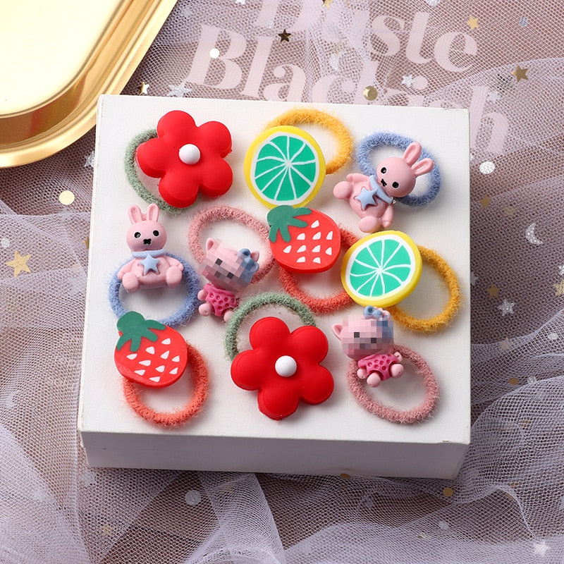 10PCS/Set Girls Cute Hair bands Elastic Rubber Band Headwear Hair Accessories Kids Cartoon Animals Headband Ornaments Gift