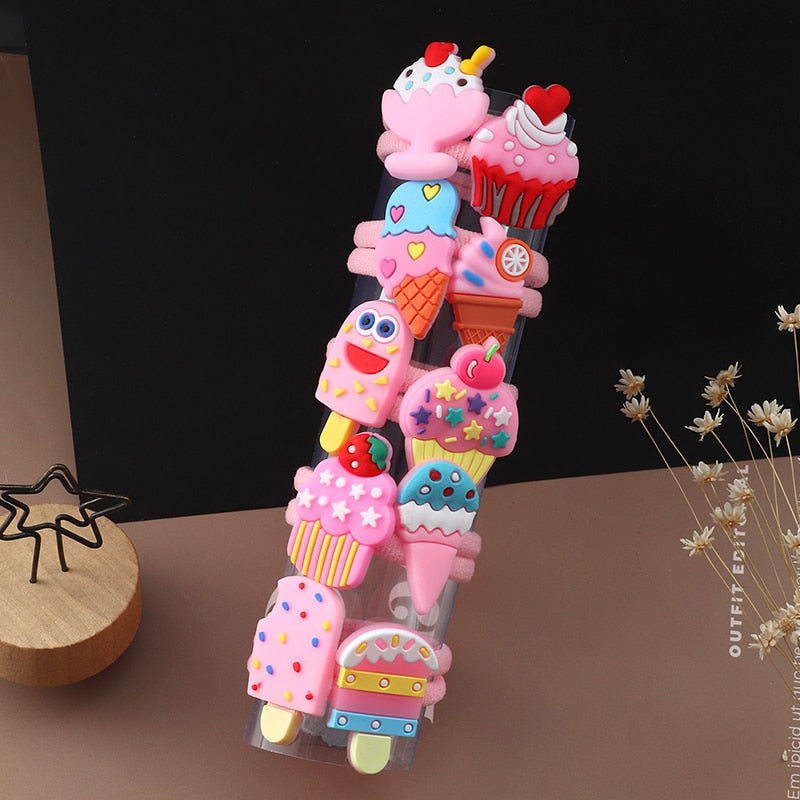 10PCS/Set Girls Cute Hair bands Elastic Rubber Band Headwear Hair Accessories Kids Cartoon Animals Headband Ornaments Gift