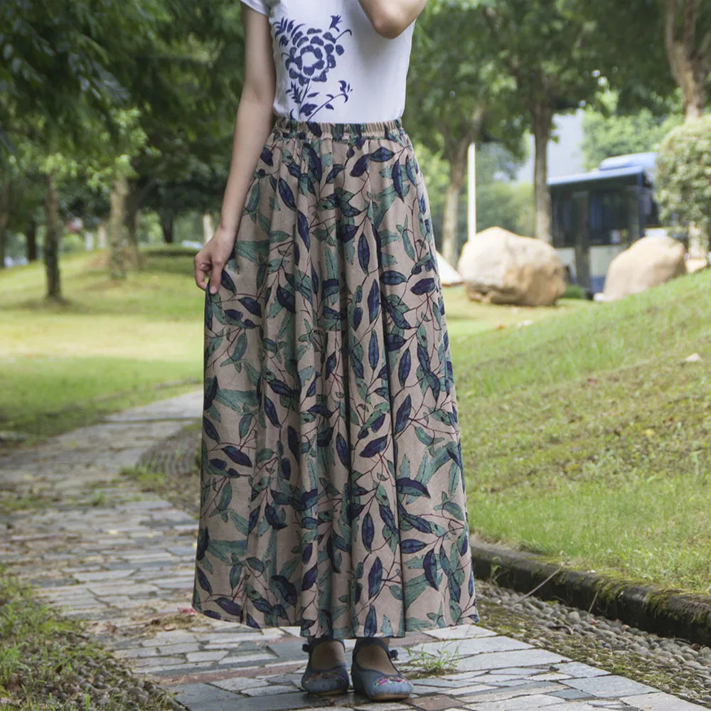 Summer Ethnic Style Cotton Linen Bohemian Streetwear Y2k Skirt Fashion Clothes Long Skirts Women Clothing Casual Vintage Elegant