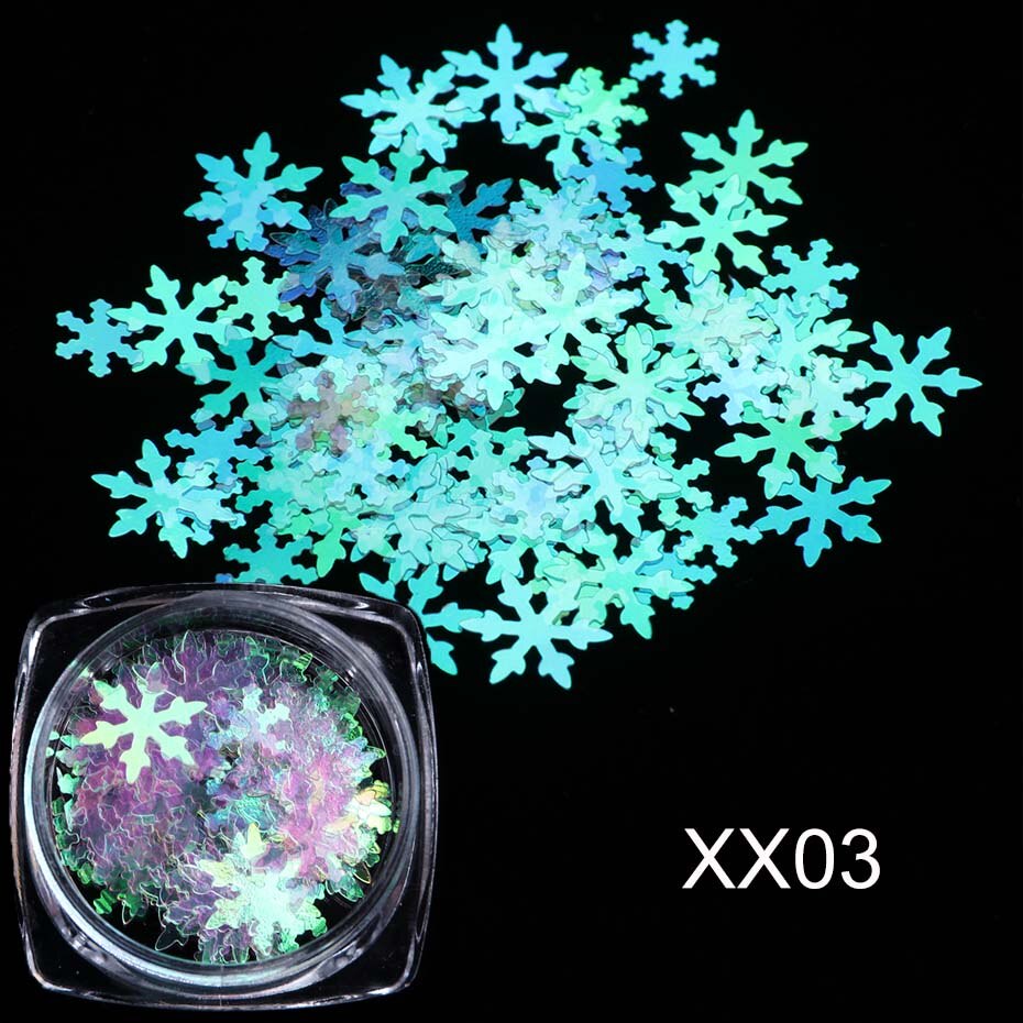 1 box White Snowflake 3D Nail Art Sequins Winter Christmas Snow Flakes Holographic Charms Polishing Gel Accessories SA1980