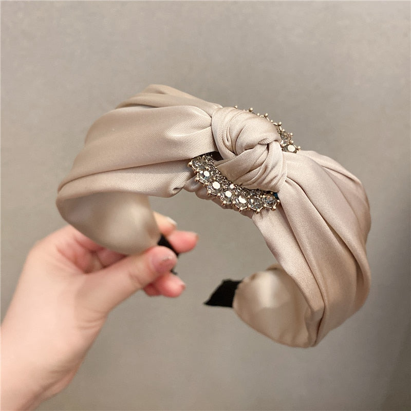 Solid Fabric Satin Hair Scarf Band Hairband for Women Girl Korea Headbands Fashion Accessorie