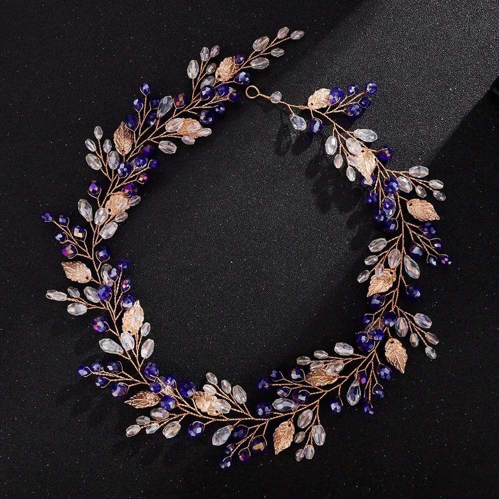 qgtao - Gold Alloy Crystal Bead Flower Headband Hair Accessories Tiaras Bridal Headwear Wedding Hair Jewelry Party Prom Headpiece