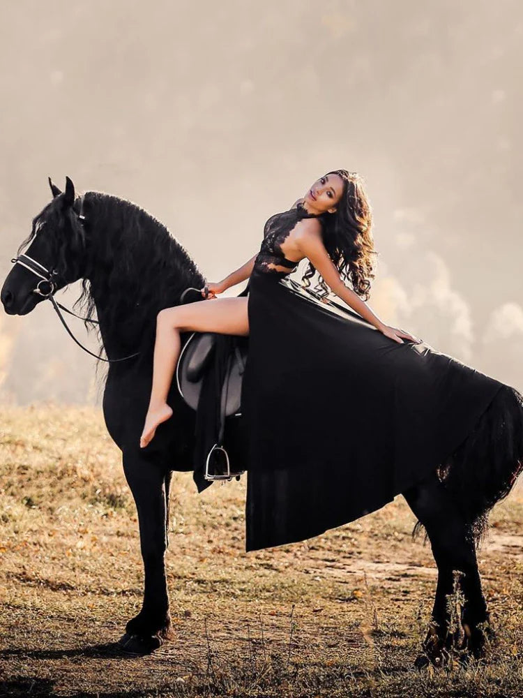 qgtao Elegant Party Evening Maxi Dresses for Women 2024 See Through High Split Red Lace Dress Sexy Backless Summer Long Black Dress