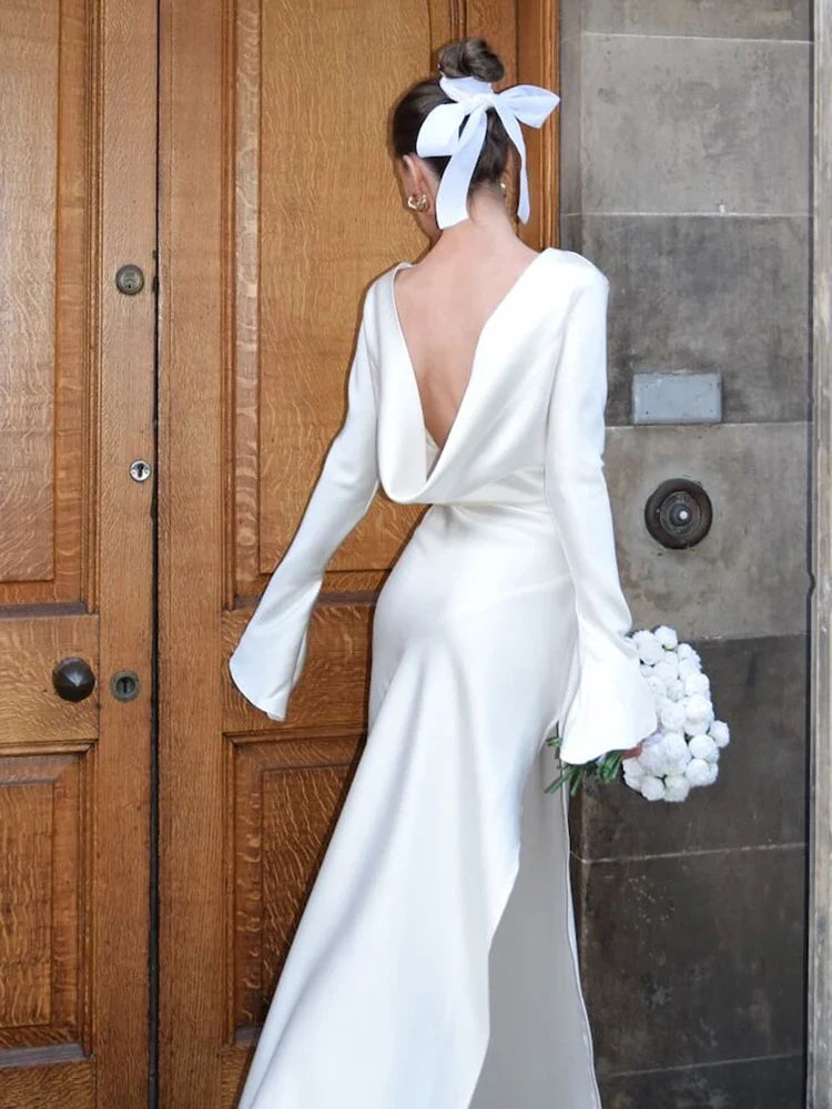 Elegant Christmas Evening Dress Women Long Sleeve Dress Bodycon Max Female Vestidos High Grade Satin Party Club Clothing