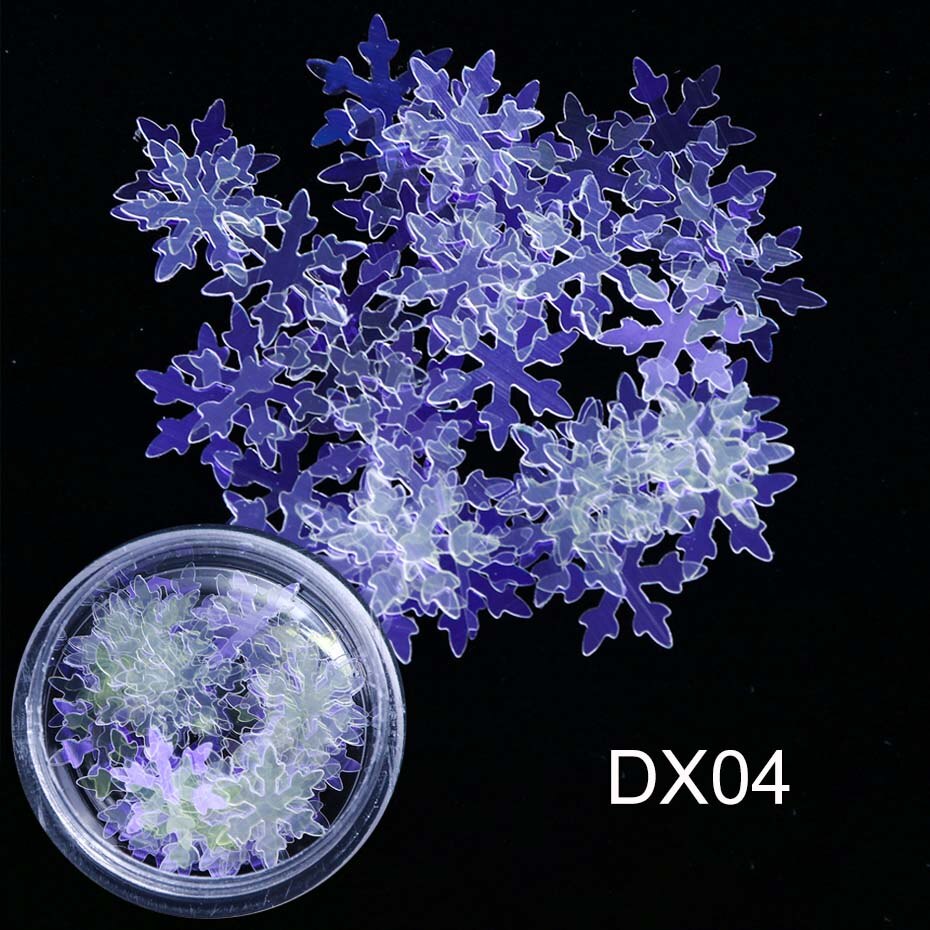 1 box White Snowflake 3D Nail Art Sequins Winter Christmas Snow Flakes Holographic Charms Polishing Gel Accessories SA1980