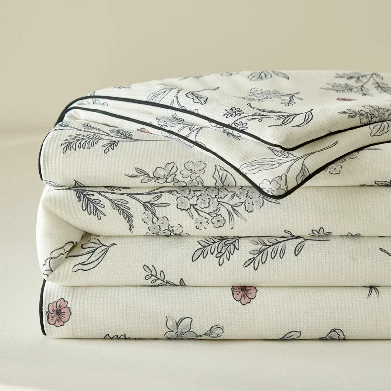 Yeknu Summer Quilt Class A Knitted Aerobic Cotton Printed Soybean Quilt Summer Bedspread Home Textiles