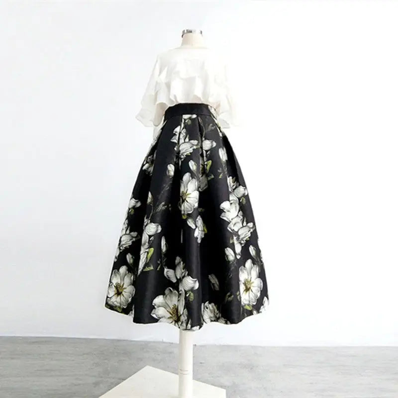 Vintage High Waist Women Tutu Skirt Korean Women's Clothes High-End Printing All-match Streetwear Irregular Skirts A-line Skirt