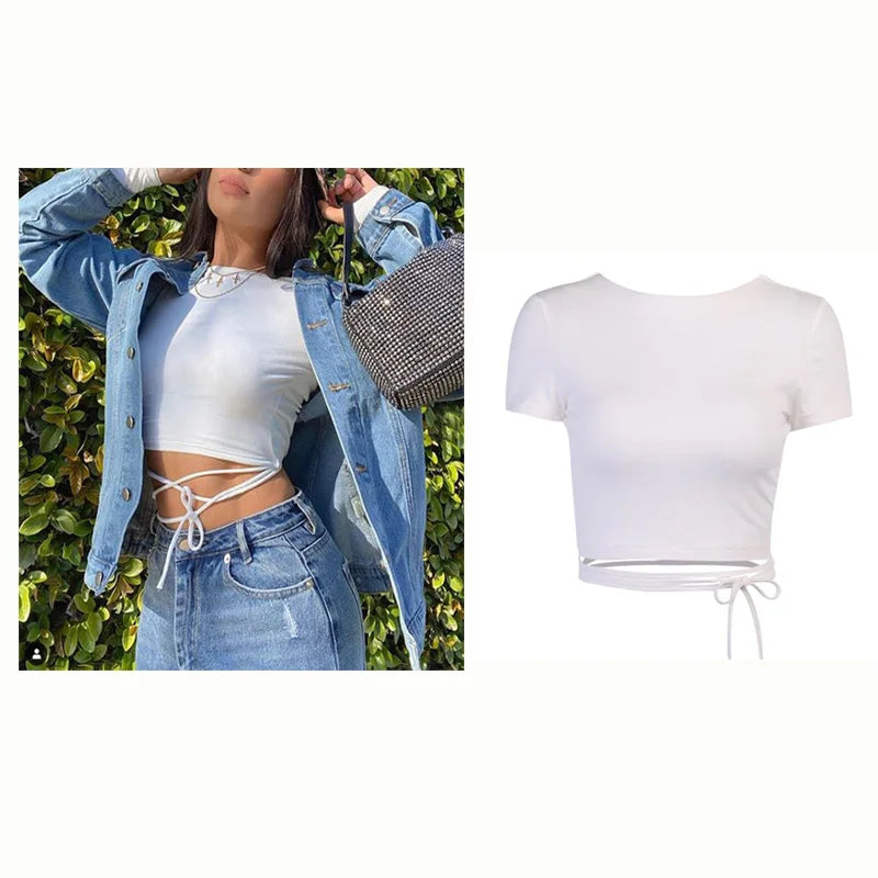 qgtao Y2k Sexy Baby Tee Summer Black T-Shirt Crop Top Clothes For Women Tops Gothic O-neck Short Sleeve 2000s Retro Hip Hop Streetwear