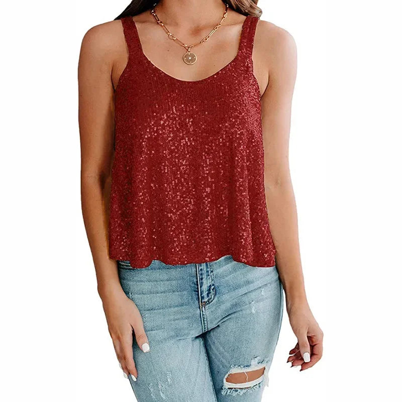 Women Clothing Y2k Tops Tank Top Fashion Clothes Casual Vintage Sexy Elegant Summer Streetwear Party Club Stage Show Bling Camis