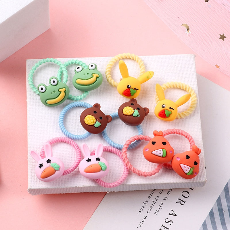 10PCS/Set Girls Cute Hair bands Elastic Rubber Band Headwear Hair Accessories Kids Cartoon Animals Headband Ornaments Gift