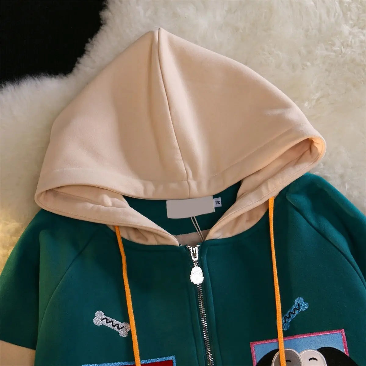 qgtao 2024 Color Block Vintage Cute Cartoon Print Zip Up Hoodies Women Kawaii Spring Clothes Sweatshirt Jackets Coats Oversized Teens