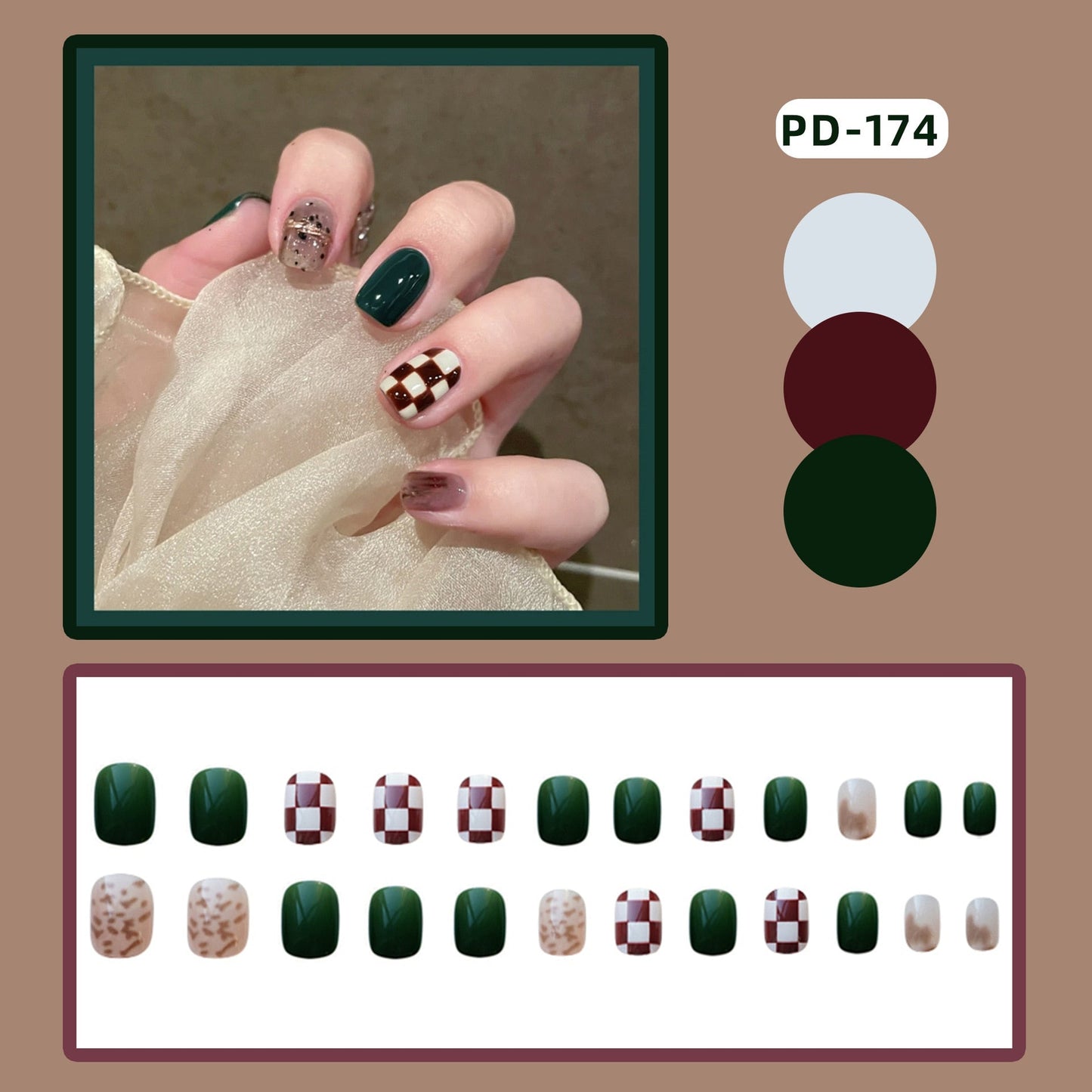 24pcs/box Christmas Fake Nails Style Art Nail Tips Press on False with Glue Designs Set Full Cover Artificial Short Fingernails