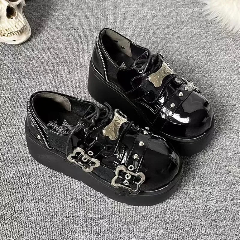 qgtao Punk Metal Chain Chunky Platform Ankle Boots Women 2024 Winter Y2K Thick Bottom Denim Boots Woman Black Gothic Lolita Shoes