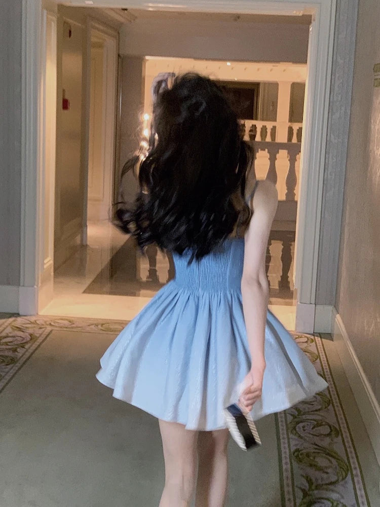 qgtao Summer Even Party Dress Office Lady Sleeveless Casual Formal Strap Midi Dress Women Elegant Vintage One Piece Dress Korean