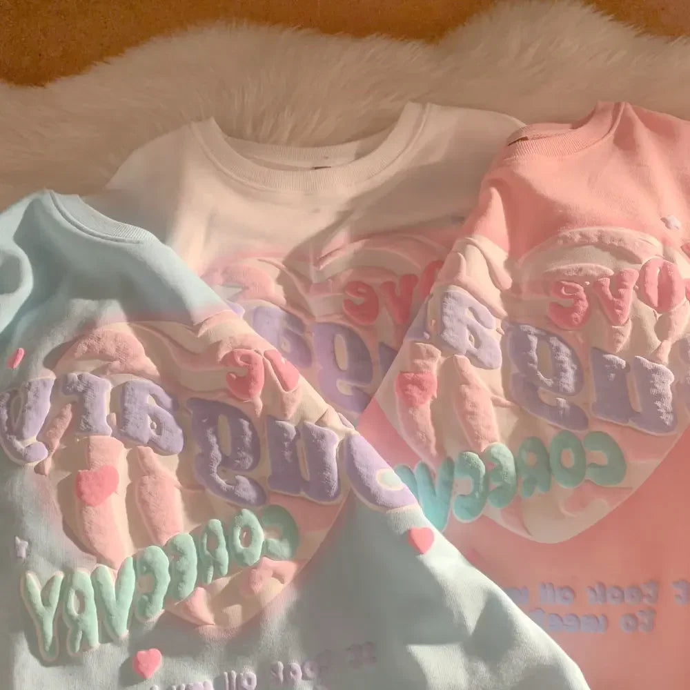 qgtao Oversized Crewneck Sweatshirt Women Spring Autumn New Thin Letter Print Hoodie Female Korean Style Loose Chic Long Sleeved Tops