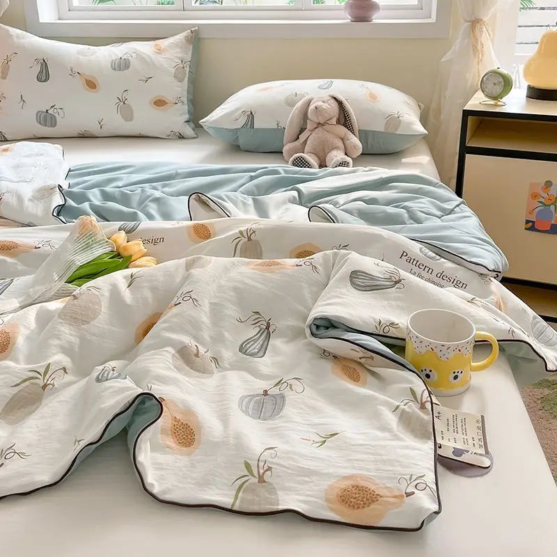 Yeknu Summer Quilt Air Conditioning Quilt Flower Girl Heart Class A  Double Layer Yarn Summer Cool  Soft Machine Washable