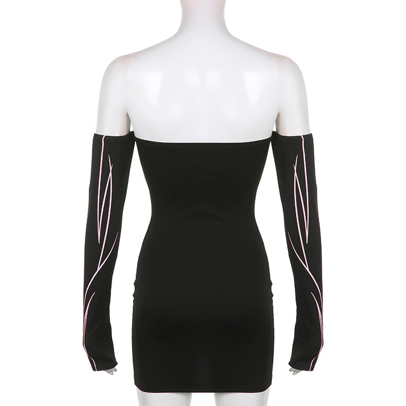 Y2K off-the-shoulder mini dress