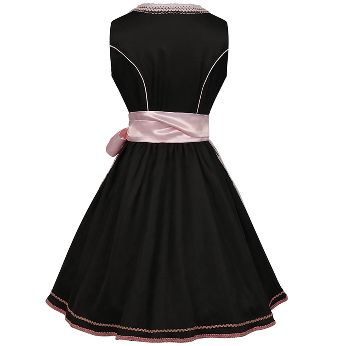 qgtao - Women Oktoberfest Dress With Floral Sheer Apron Lace-Up Dirndl Dresses Festival Traditional Bavarian Beer Costumes Clothes