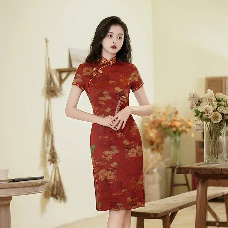 Cheongsam Qipao Fashion Clothes Casual Elegant Ethnic Style Vintage Dress for Women Streetwear Women Clothing Party Chinese