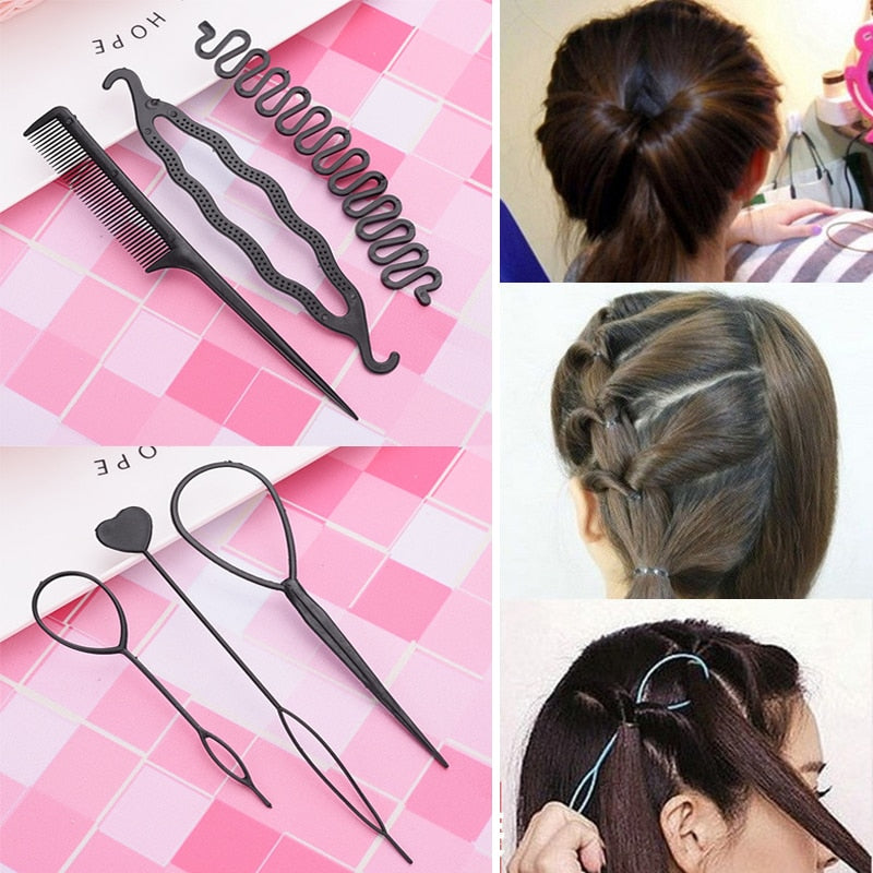 Women Hairpins Styling Clip Fluffy Stick Bun Maker Plastic Braiding Tool Ponytail Holder Hair Combs Hair Clip Accessories