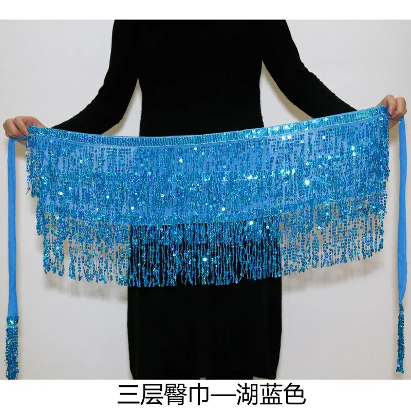 Sexy Sequins Tassel Dancewear Mini Skirt Women Clothes Jupe Femme Belly Dance Skirts Ladies Faldas Performance Stage Bottom Saia