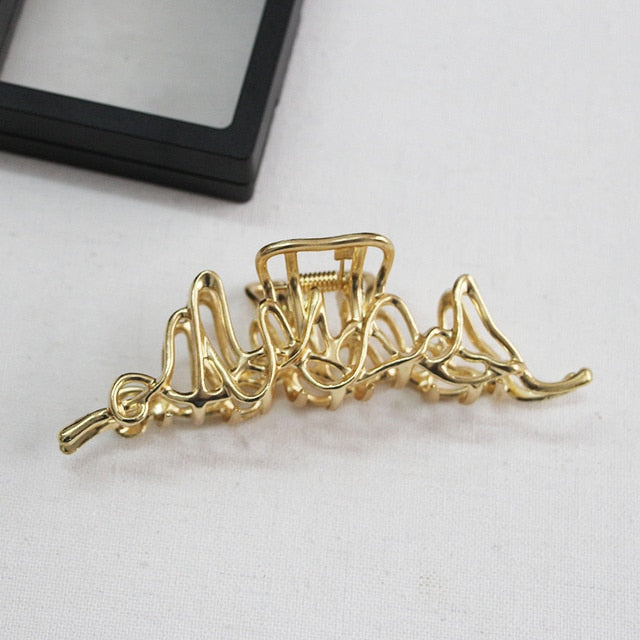 Simple Metal Hollow Out Geometric Hair Claw Ladies Elegant Hair Accessories Cross Crab Bath Clip For Women Fashion Girl Headwear