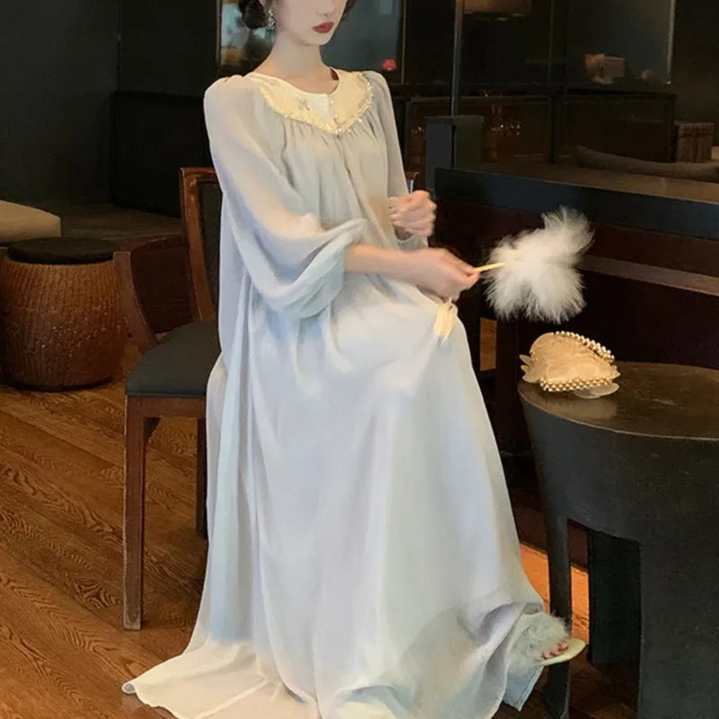 qgtao Elegant Fairy Loose Midi Dresses for Women Lantern Sleeve New Chinese Style Autumn Party Dress Fashion Female One Piece Vestido