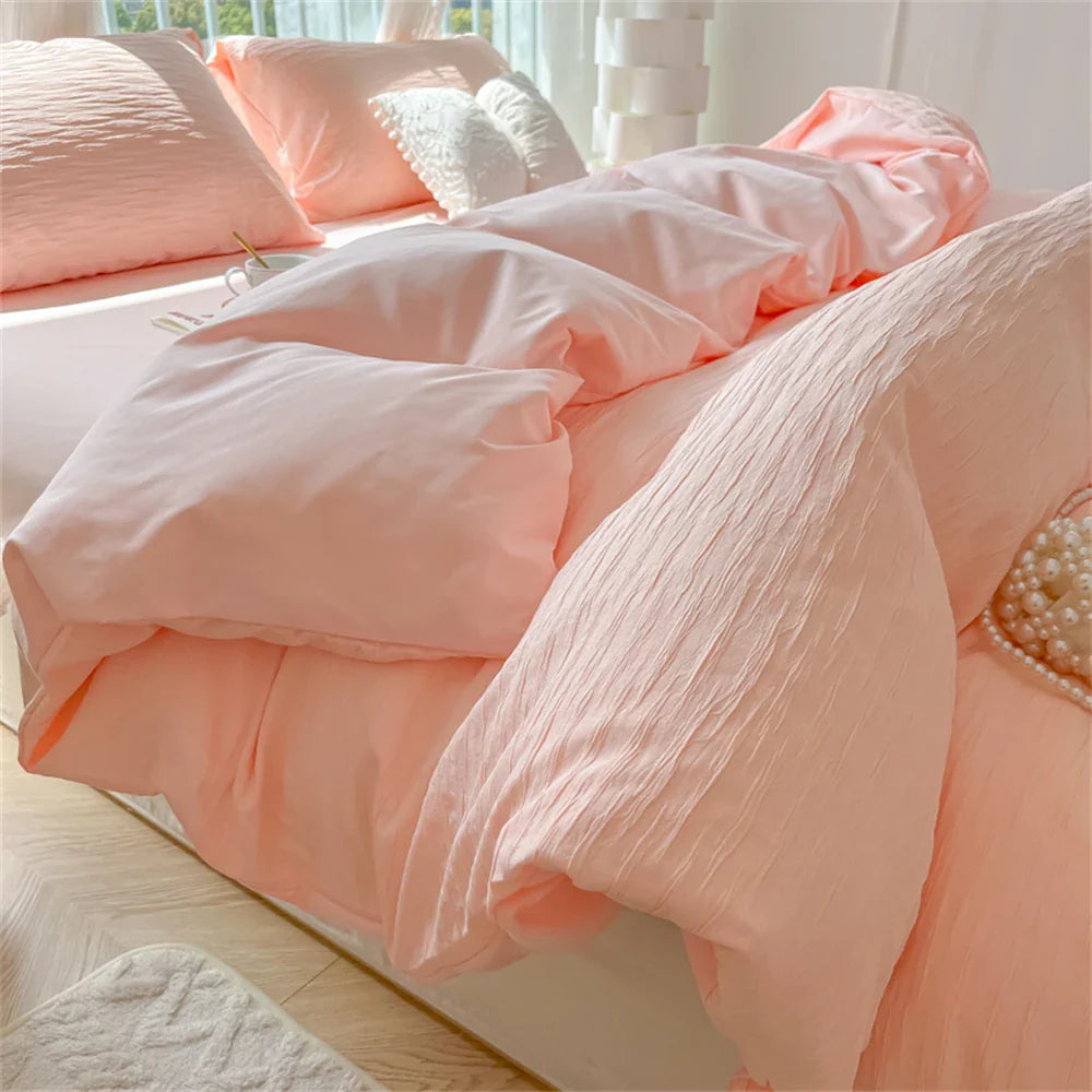 Yeknu Fashion Bedding Set Home King Size Textile Bed Comforter Set Skin Friendly Fabric Duvet Cover Quilt Cover Pillowcase Bed Linen