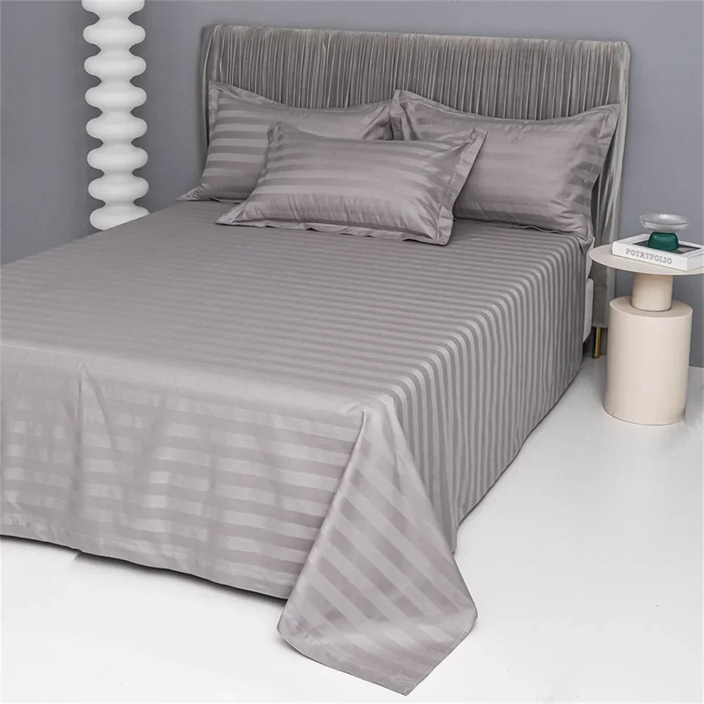 Yeknu Nordic Sliver Grey Stripes 100% Egyptian Cotton Jacquard Bedlinens Queen King Size Set Fitted Sheet Duvet Cover Bedding