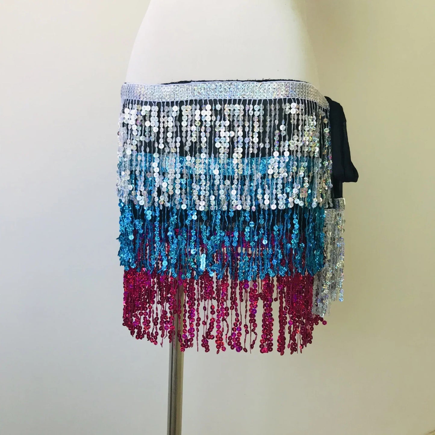 Sexy Sequins Tassel Dancewear Mini Skirt Women Clothes Jupe Femme Belly Dance Skirts Ladies Faldas Performance Stage Bottom Saia