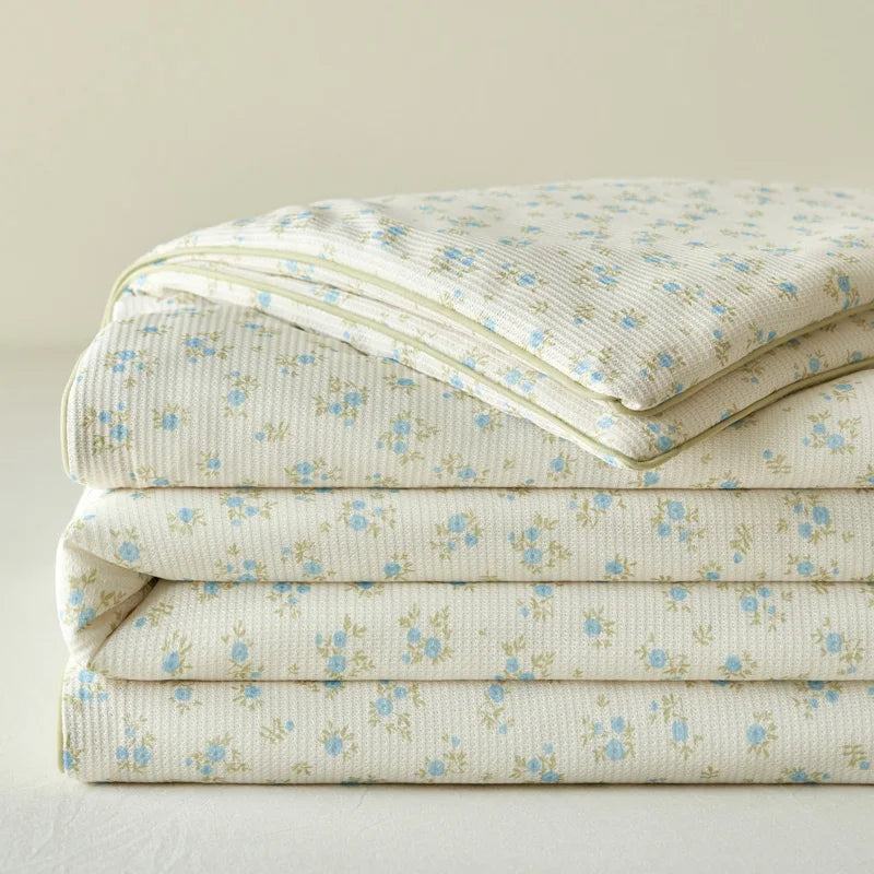Yeknu Summer Quilt Class A Knitted Aerobic Cotton Printed Soybean Quilt Summer Bedspread Home Textiles