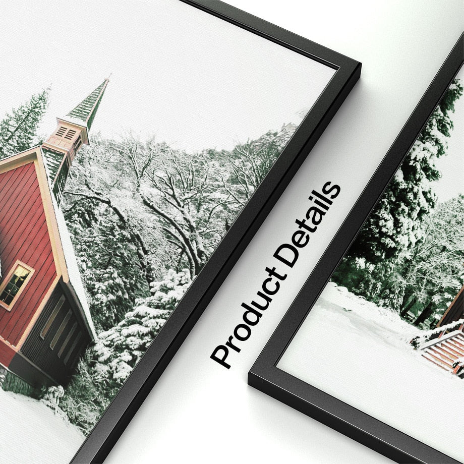 Christmas Gift Winter Red House Vintage Car Wall Art Canvas Painting Living Room Decoration Posters And Prints Wall Pictures